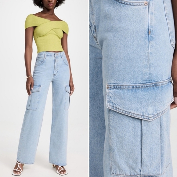 AGOLDE Size 28 Minka Wide Leg Light Wash Cargo Jeans - Picture 1 of 9